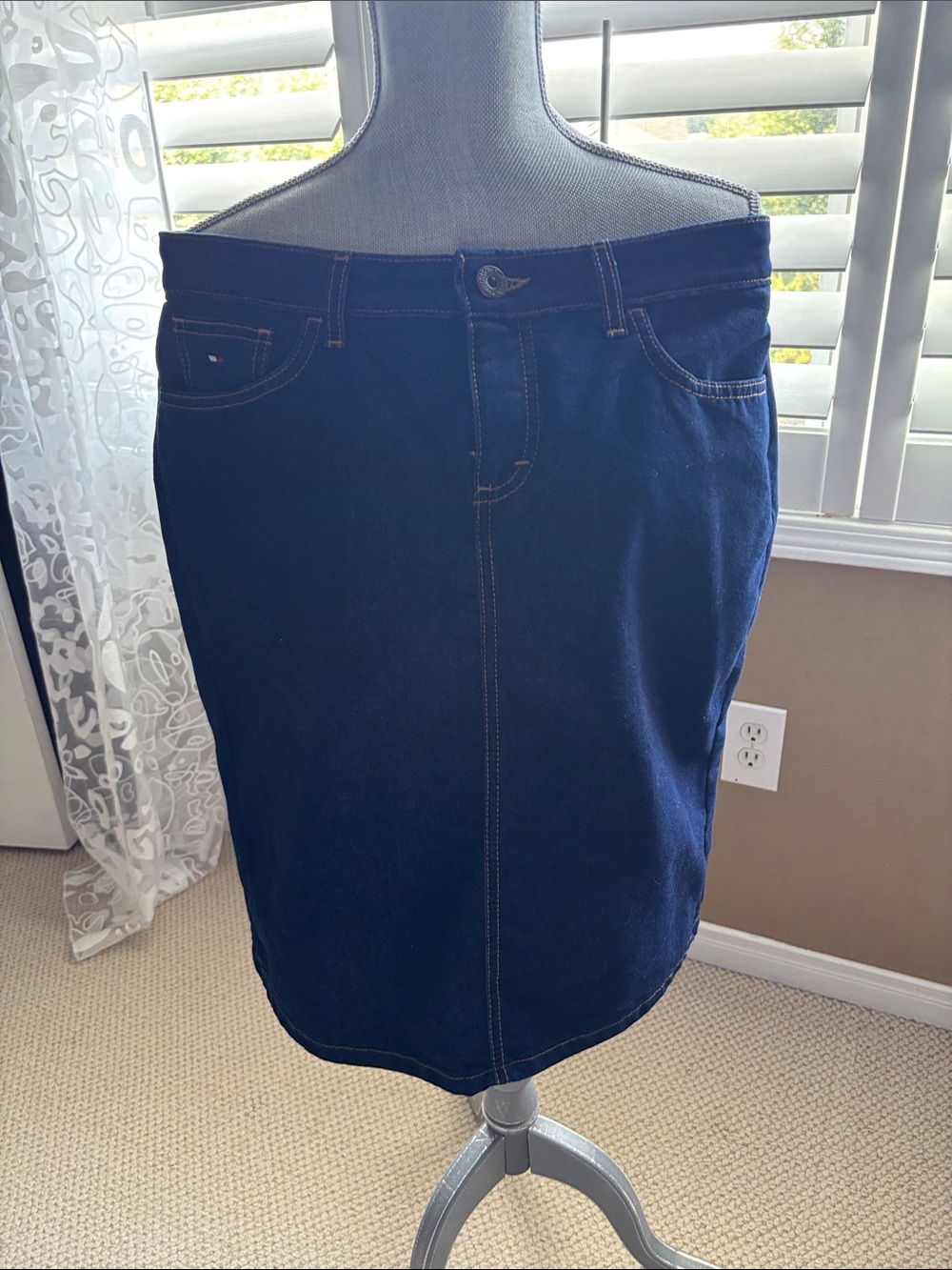 Tommy Hilfiger Navy Denim Pencil Skirt
